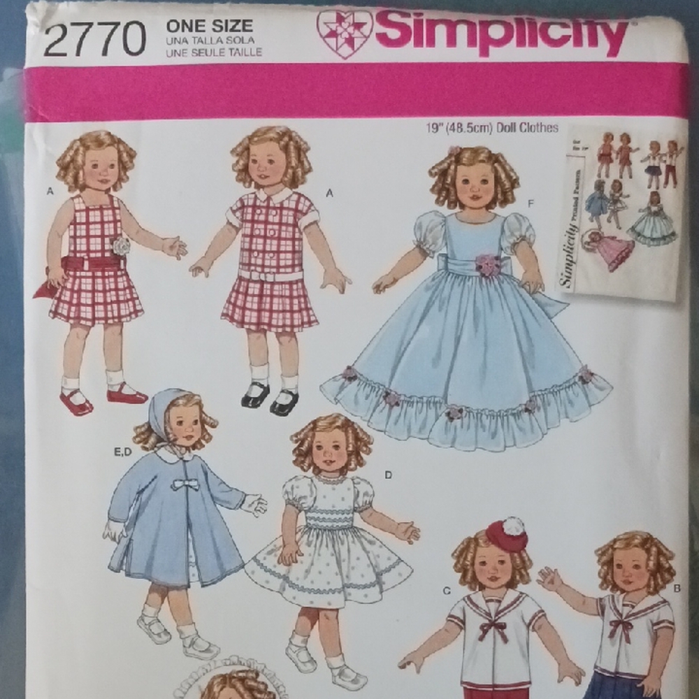 Simplicity 19" Doll Costume Pattern #2770